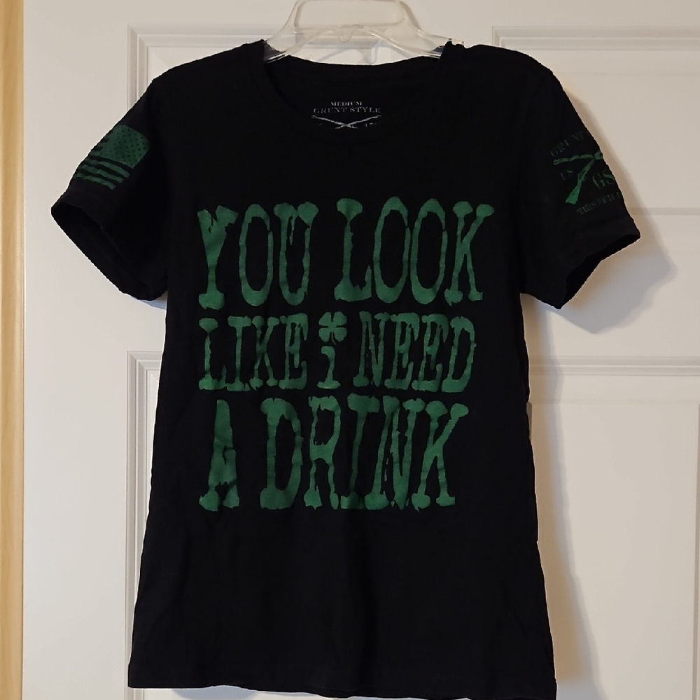 Black T-Shirt with Green Text